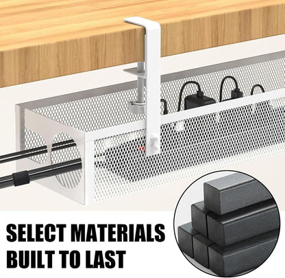 Under Desk Cable Management 27 inches Metal Cord Organizer No Drill Wire Management and Cord Organizer for Home Office Standing Desk
