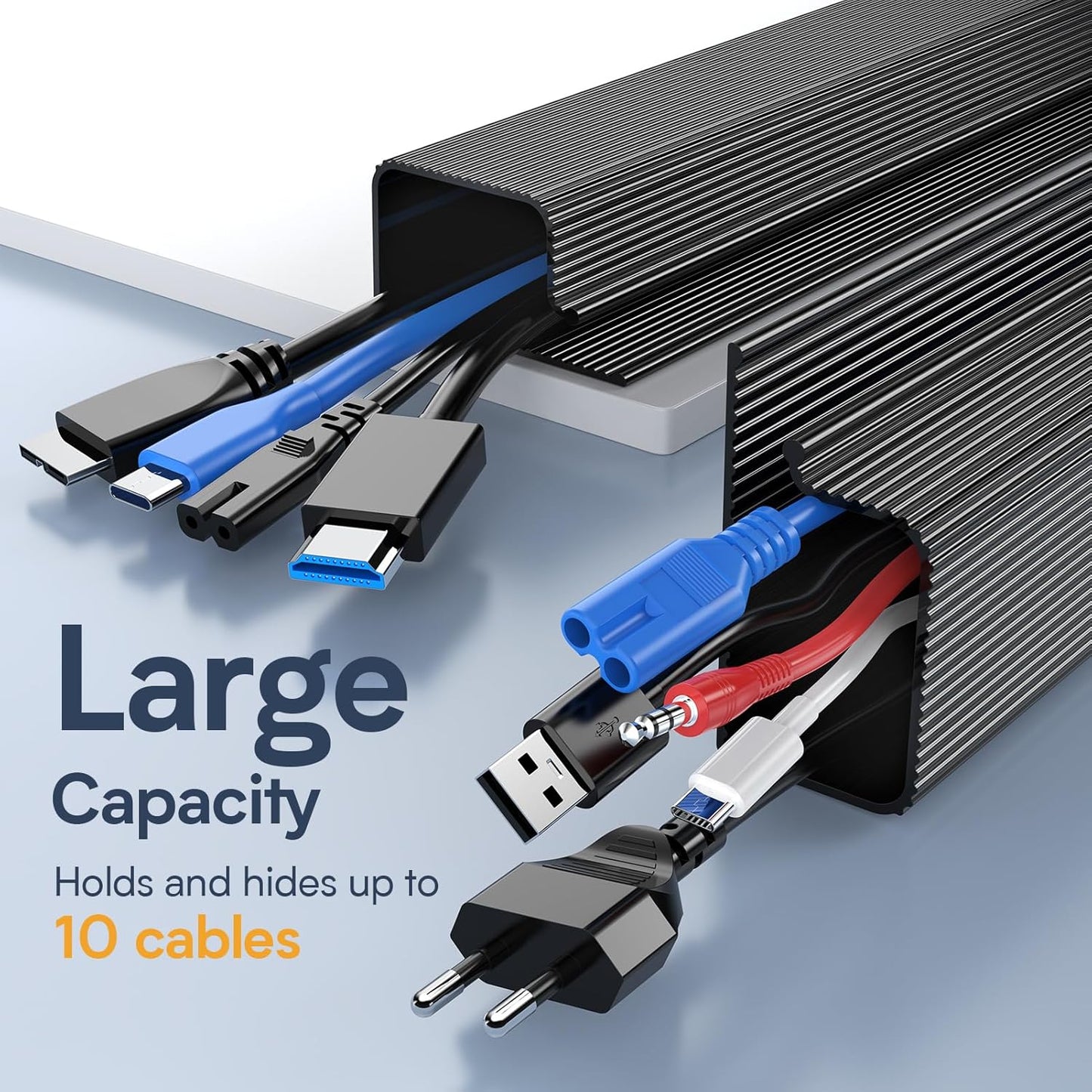 Delamu 2 Pack Safe & Tidy Cable Management Solution - Protect Kids & Pets with Home & Office Cable Management Under Desk, Cable Organizer, Cable Management Kit, Cord Organizer for Desk, 15.7in x 2