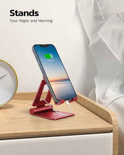 Nulaxy Dual Folding Cell Phone Stand, Fully Adjustable Foldable Desktop Phone Holder Cradle Dock Compatible with iPhone 17 16 15 14 13 12 11 Pro Max Xs Xr X 8, Nintendo Switch, All Phones