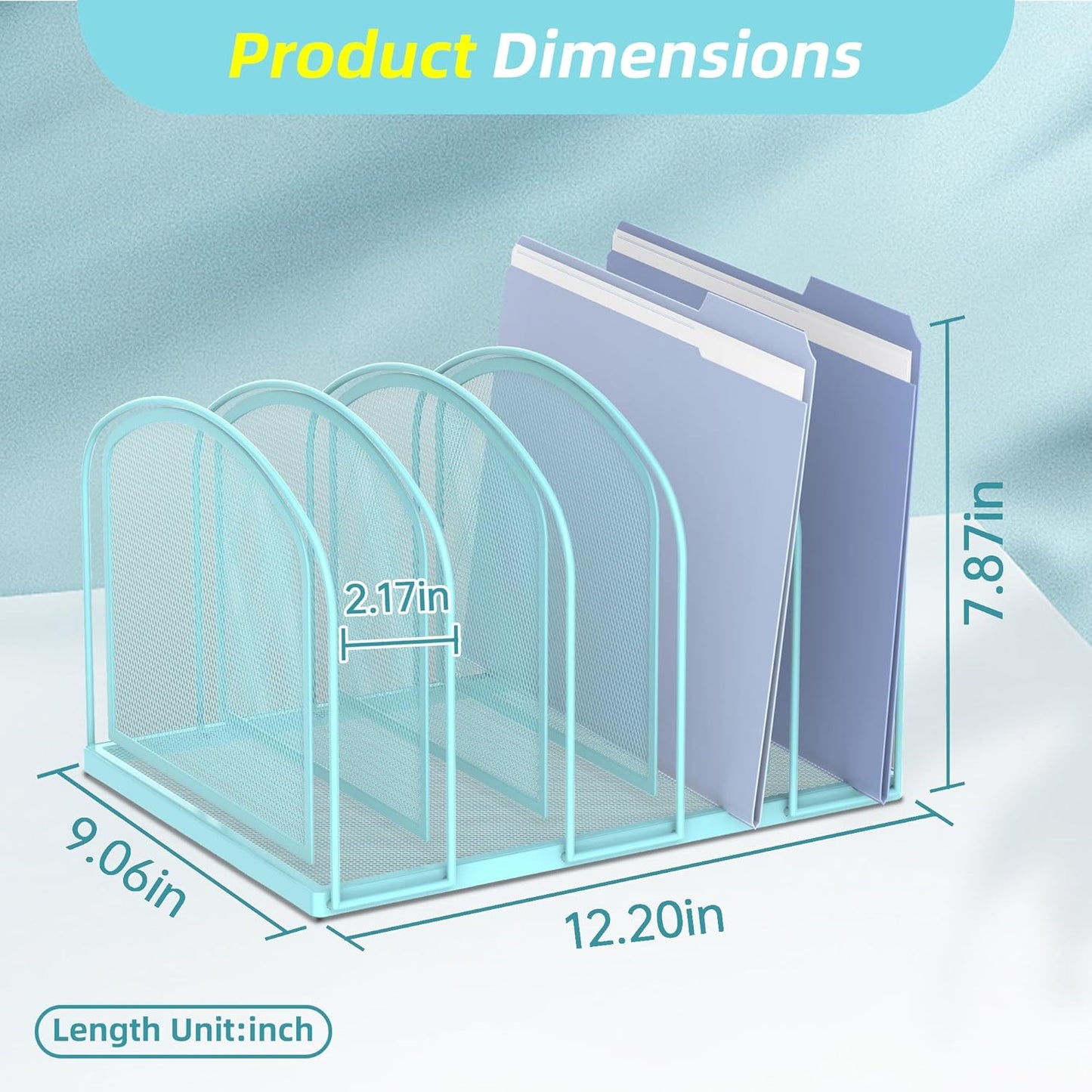 SUPEASY File Organizer for Desk, 5-Section Mesh Desk Organizer, Vertical File Holder Desktop Organizer File Sorter, File Folder Holder for Office Supplies, Black