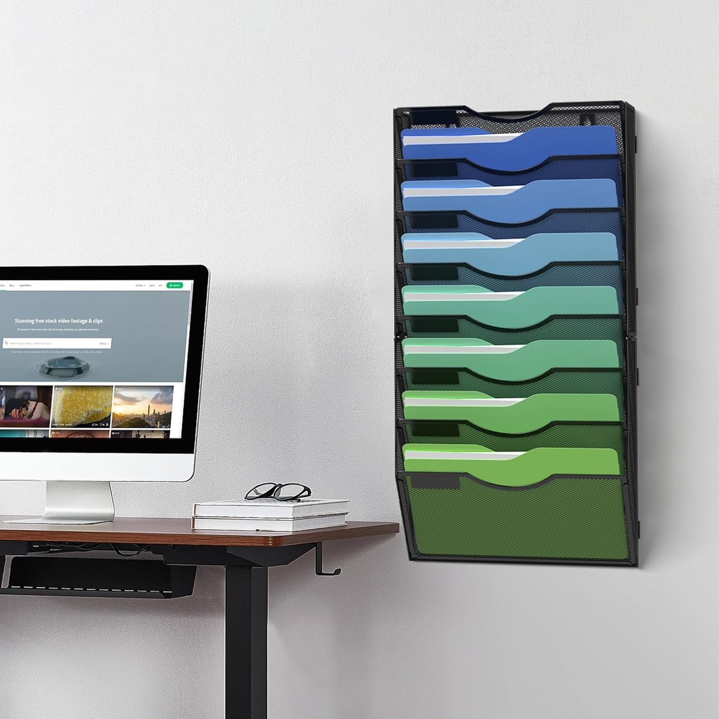 Kuntine.B Wall File Organizer Office Hanging Magazine Holder Wall File Organizer for Office Home (Black, 5 Tier)