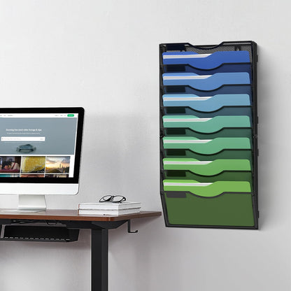 Kuntine.B Wall File Organizer Office Hanging Magazine Holder Wall File Organizer for Office Home (Black, 5 Tier)
