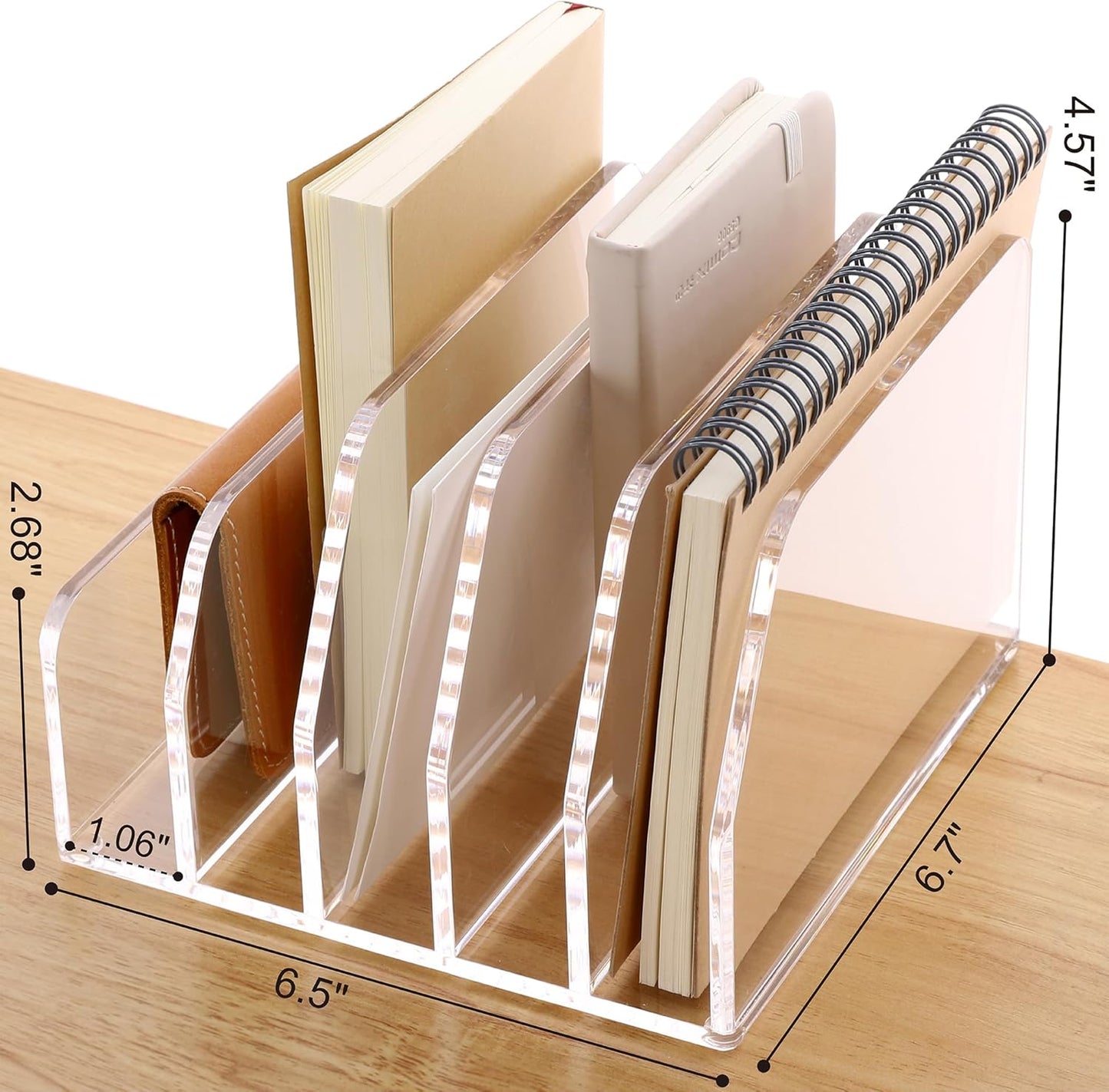 SANRUI Acrylic File Mail Desktop Organizer Sorters,3 Compartments Laddered Clear Desk Letter Organizer Office Document Sorter,Multifunction Envelope Folder Racks Holders for Office,Home, School