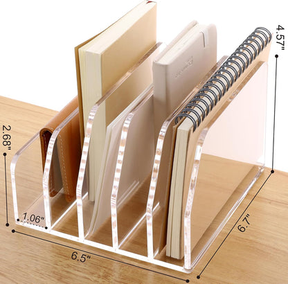 SANRUI Acrylic File Mail Desktop Organizer Sorters,3 Compartments Laddered Clear Desk Letter Organizer Office Document Sorter,Multifunction Envelope Folder Racks Holders for Office,Home, School