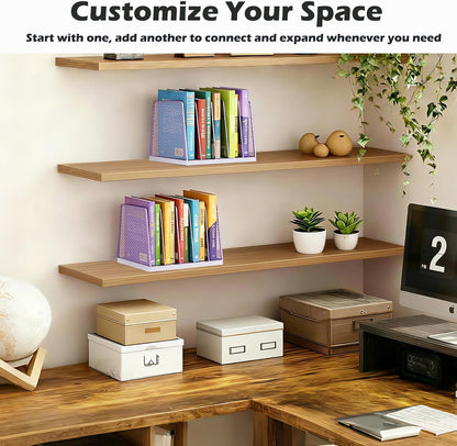 AUPSEN 5-Section Gold File Organizer for Desk, Wood Mesh Desktop File Organizer, File Sorter Storage Rack, Vertical Folder Holder for Files, Magazines, Books (Gold)