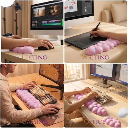 Cloud Wrist Rest Set for Keyboard and Mouse, Includes Cute Coaster, with Computers and Laptops（Purple Star Set）