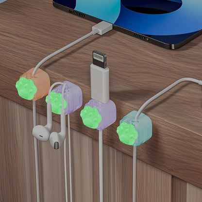 9Pack Magnetic Cable Clips for Nightstand, Adhesive Night-Glowing Cord Holder Organizer for Office Home Desk Wall Car (Star Cat Strawberry)