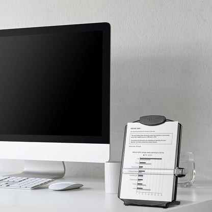 Staples Plastic Document Stand with Clip & Guide Bar, Black, Copy Holder for Desk, Adjustable Reading/Typing Paper Holder