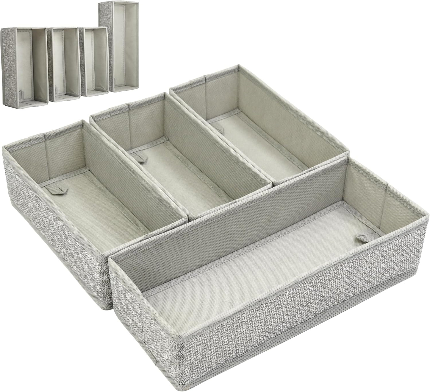 Storage Organizer – 4-Piece Rigid Fabric Bag Organizer for Gallon, Quart, Sandwich & Snack Bags, Kitchen Drawer Organizer for Utensils & Silverware