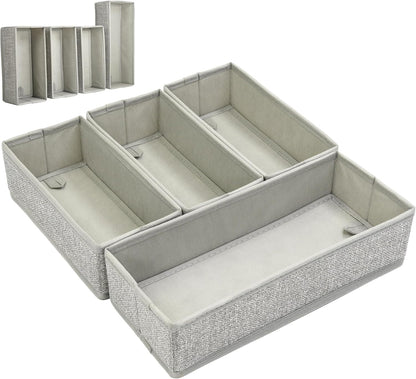 Storage Organizer – 4-Piece Rigid Fabric Bag Organizer for Gallon, Quart, Sandwich & Snack Bags, Kitchen Drawer Organizer for Utensils & Silverware