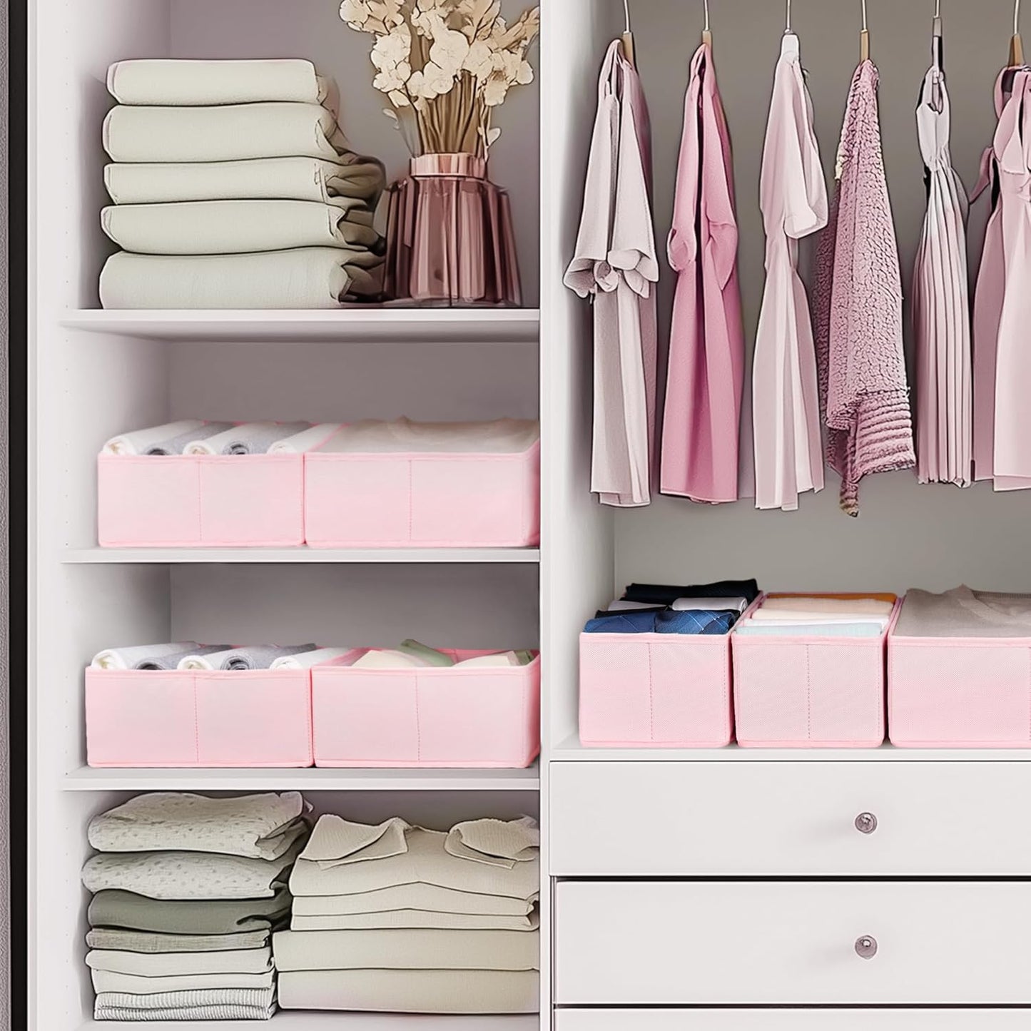 Criusia Drawer Organizer Clothes, 10 Pack Dresser Organizer for Baby Clothes, Underwear, Sock- Foldable Closet Organization and Storage Dividers Bins for Nursery, Bedroom (Beige)