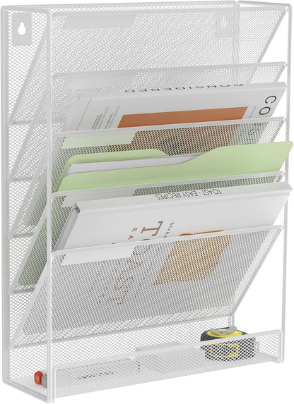 Kuntine.B Wall File Organizer Office Hanging Magazine Holder Wall File Organizer for Office Home (Black, 5 Tier)