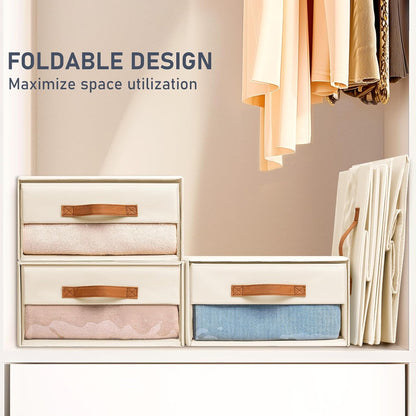 DIMJ Closet Organizers and Storage - Fabric Bins with Drawers for Closet Foldable Clothes Organizers with Clear Window, Stackable Storage Drawers Units for Bedroom, Living Room, 4-Pack, Grey