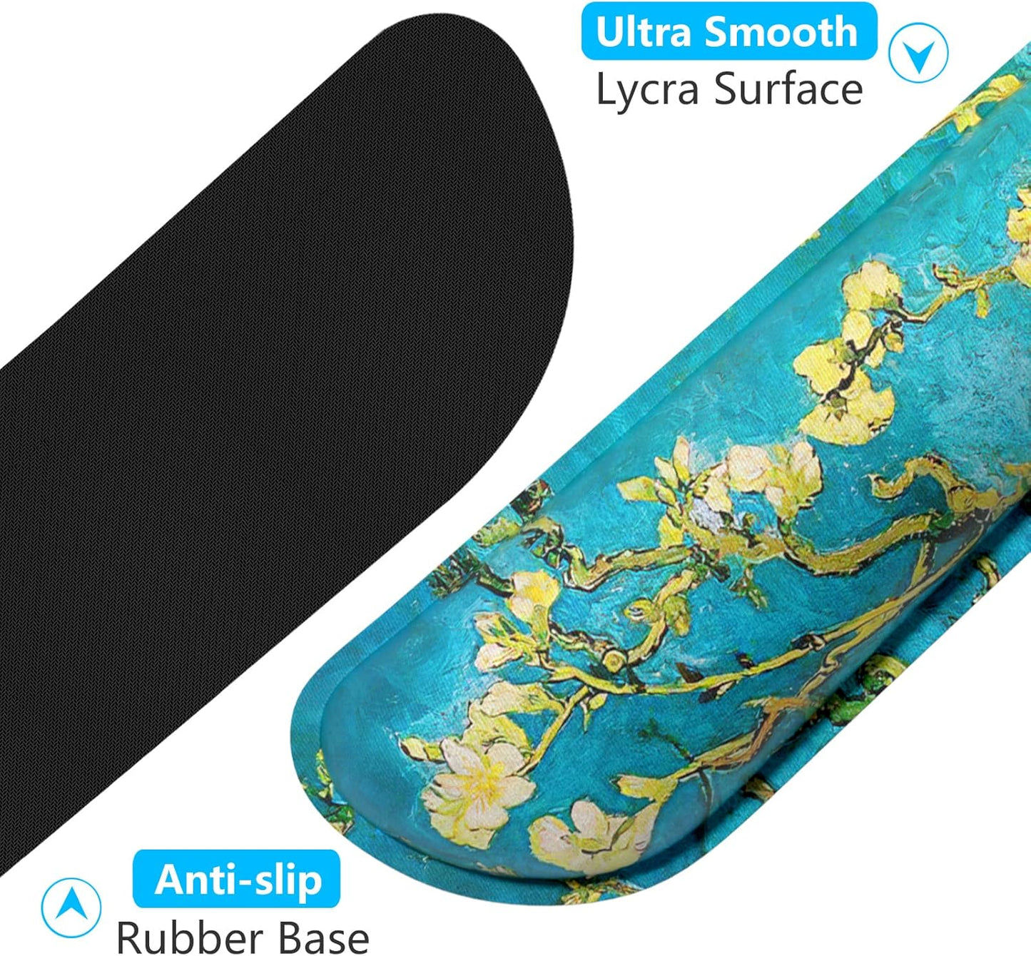 Dapesuom Enlarge Keyboard Wrist Rest, Memory Foam Wrist Cushion for Desk Mats Support, Cute Pain Relief Keyboard Mouse Pad Rests Set with Non-Slip Base for Gaming Laptop Office Computer, Green Leaf