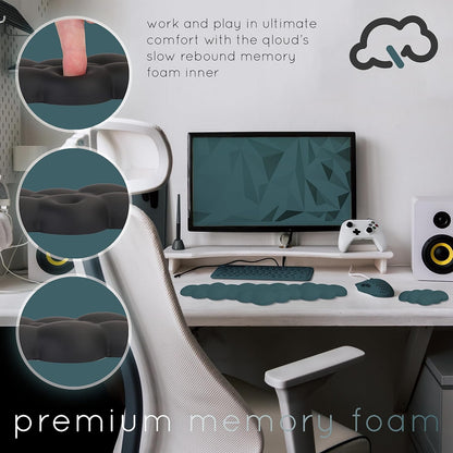 Cloud Keyboard Wrist Rest – Create-ables Qloud Cloud Wrist Rest for Computer Keyboard and Mouse, Ergonomic Memory Foam Wrist Pad with Non-Slip Base, Includes Cloud Mouse Pad – White