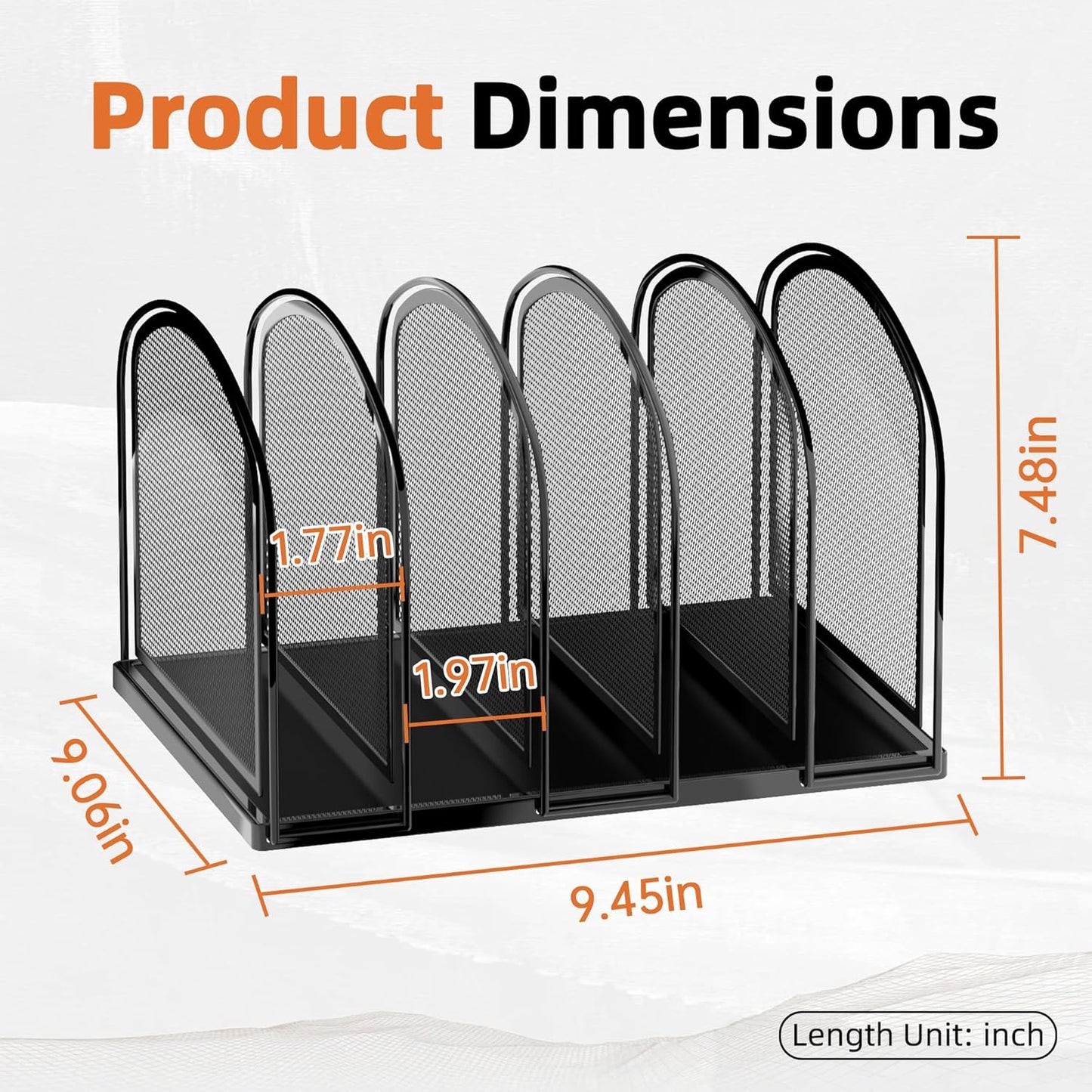SUPEASY 5-Section File Organizer for Desk, Mesh Desk Organizer, Vertical File Folder Holder, File Floder Organizer for Office Home School Classroom, Black