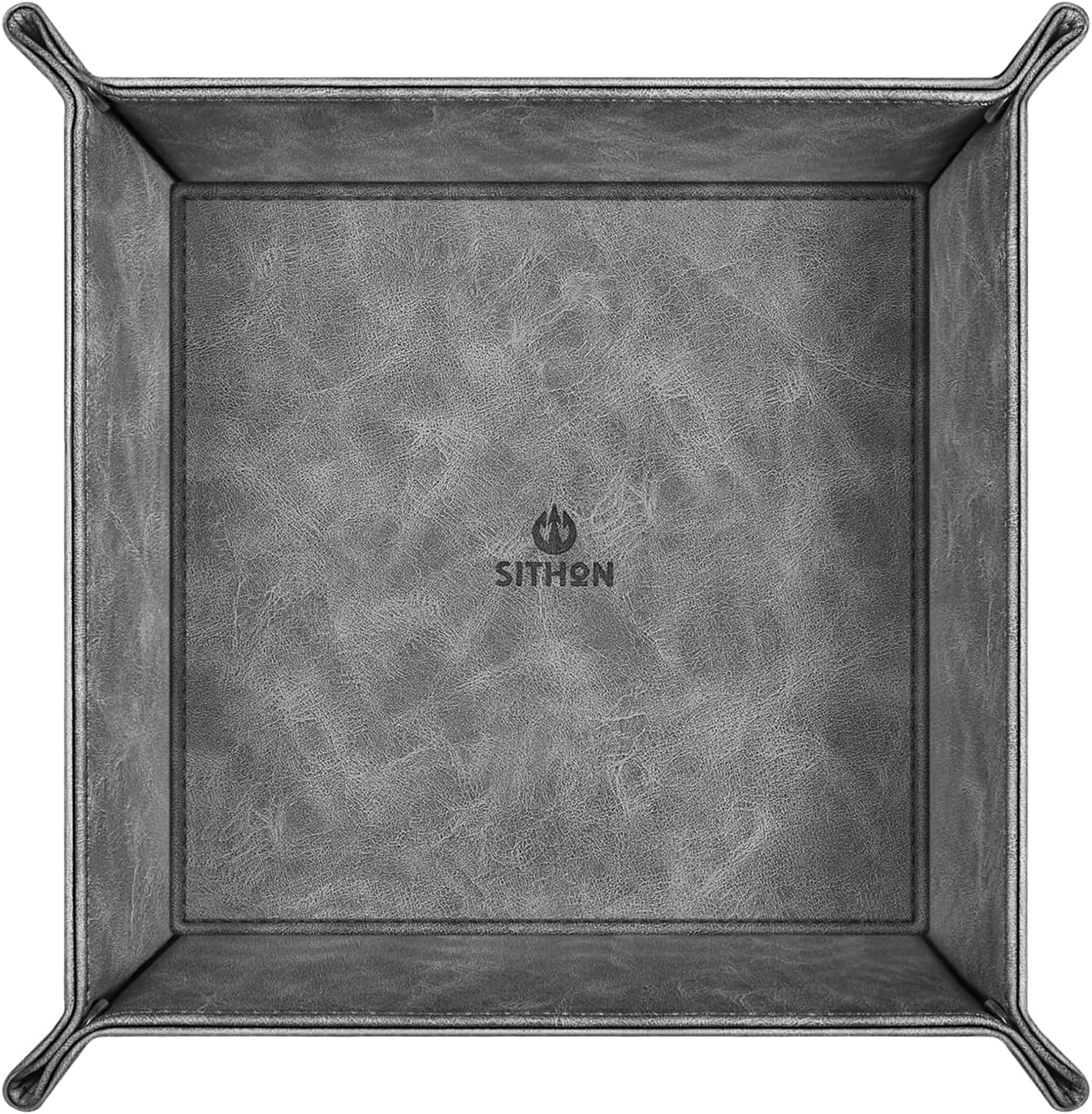 SITHON Valet Tray Desktop Storage Organizer – Premium PU Leather Catchall Bedside Vanity Tray Nightstand Caddy Holder for Keys, Phone, Wallet, Coin, Valentine's Day Gift, Brown