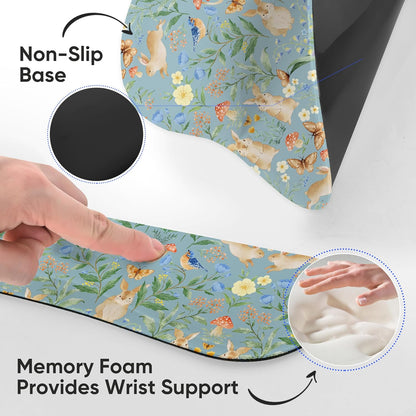 Wrist Rest Support for Mouse Pad Keyboard Set Circle Coaster Gaming Mouse Pad Ergonomic Gel Memory Foam Set for Computer, Laptop, Office, Pain Relief, Comfortably Typing Flowers KM-39