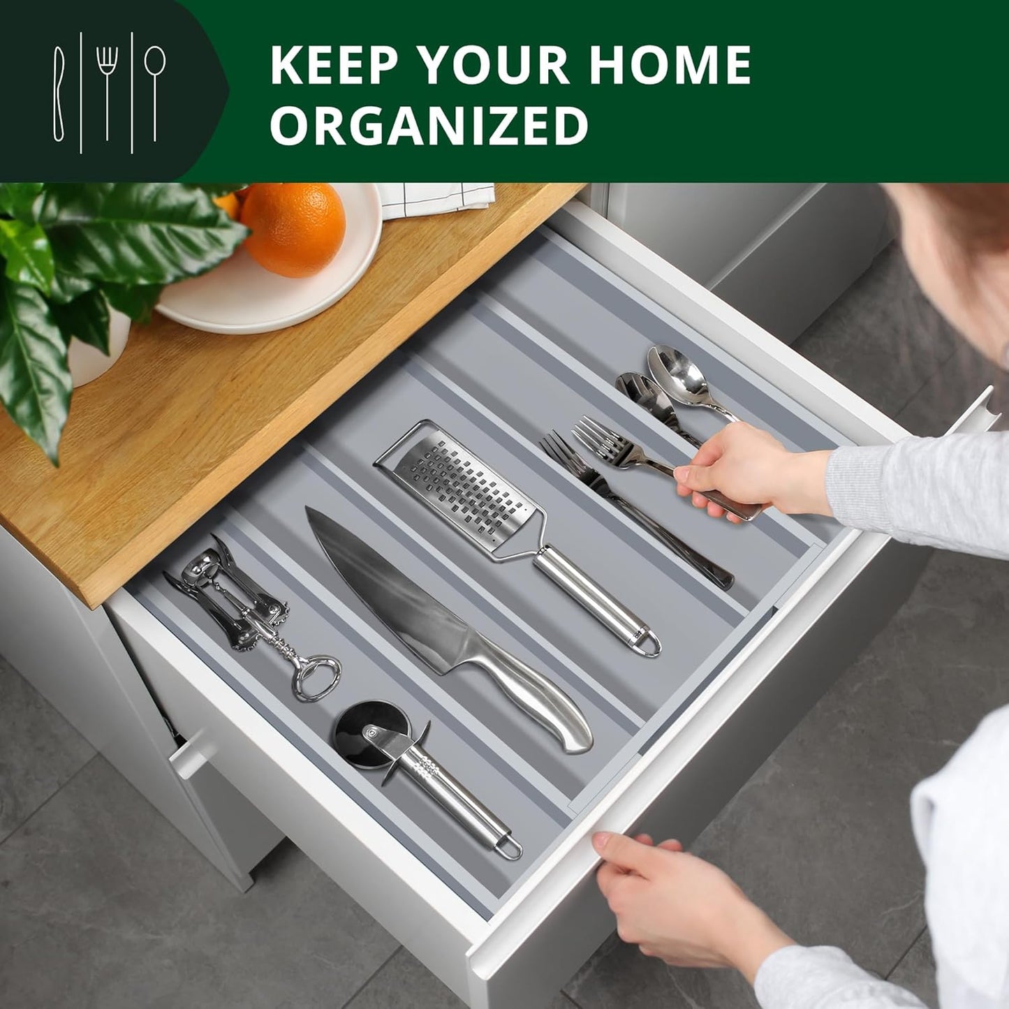 ROYAL CRAFT WOOD Luxury Bamboo Kitchen Drawer Organizer - Silverware Organizer, Utensil Holder & Cutlery Tray Drawer Dividers for Flatware (9 Slot, Natural)