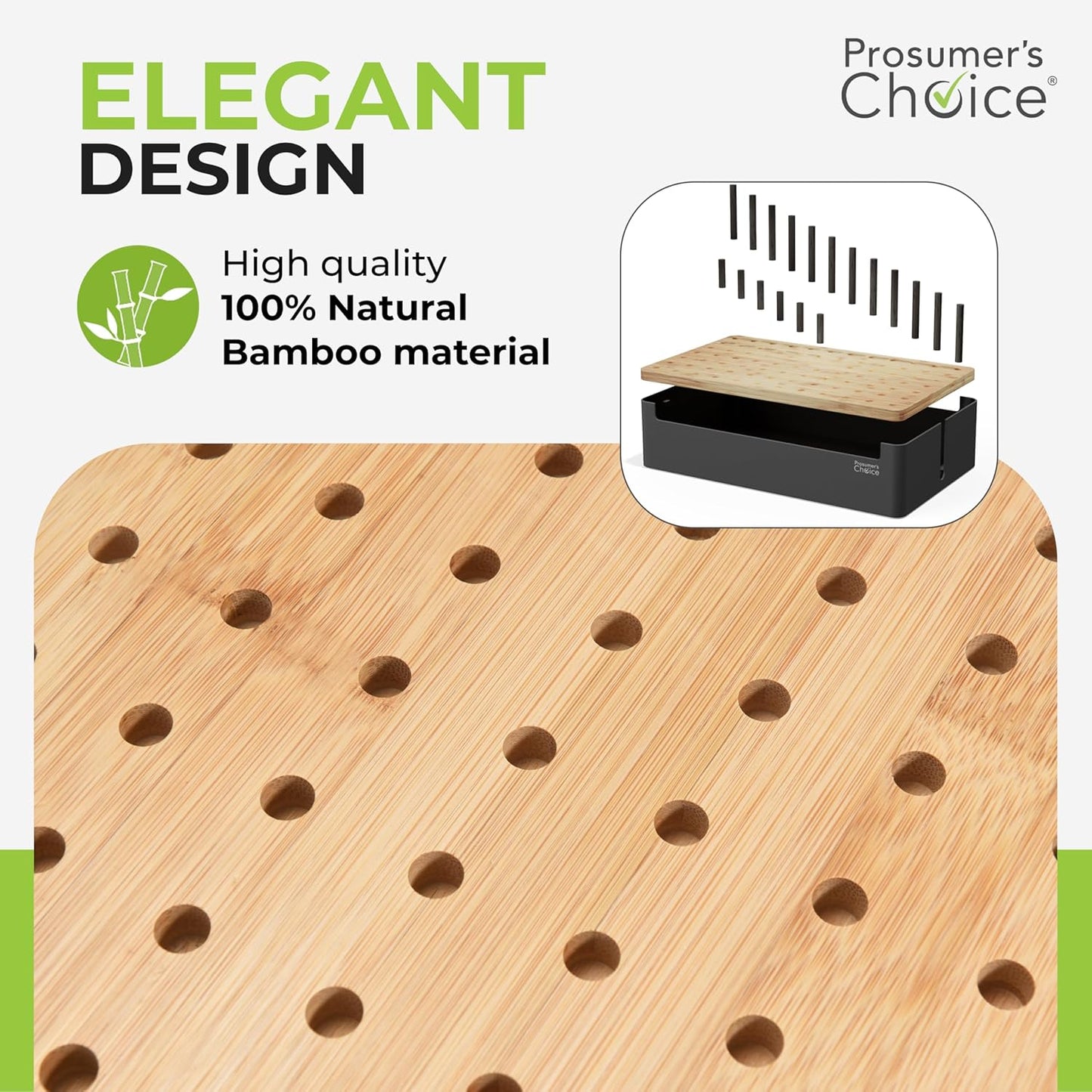 Prosumer's Choice Wooden Charging Station Organizer - 5-Port Base for Phones, Tablets and Laptops - Multi-Device Docking Station with Removable Divider Slots - Cord Box with Cable Management - Bamboo