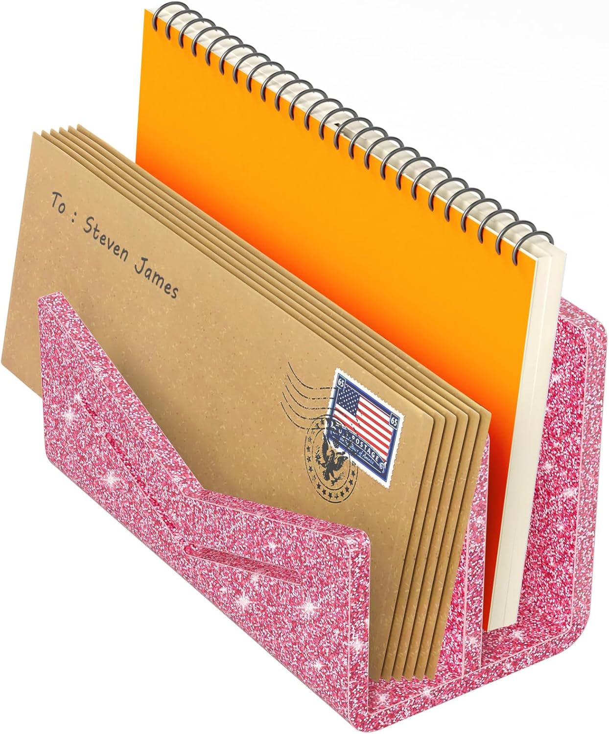 Beego Envelope and Mail Organizer Countertop - Clear Acrylic Desk Organizer Letter Holder Desktop File Sorter Bill Document Folder Rack for Office, Home, School Desk Organization