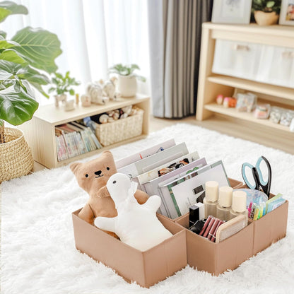 Criusia Drawer Organizer Clothes, 10 Pack Dresser Organizer for Baby Clothes, Underwear, Sock- Foldable Closet Organization and Storage Dividers Bins for Nursery, Bedroom (Beige)