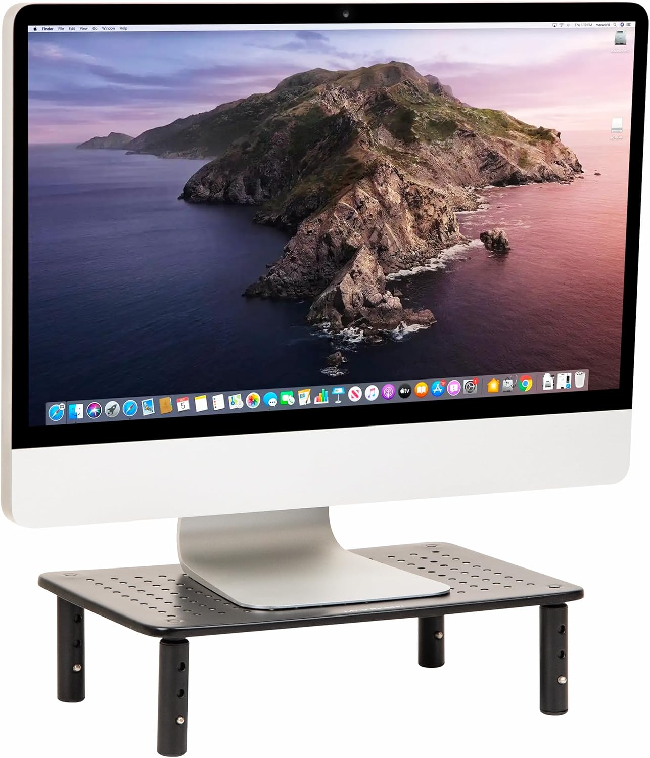 Mind Reader Monitor Stand, Height Adjustable, Ventilated Laptop Riser, Office, Metal, 14.5"L x 9.25"W x 5.5"H, Black
