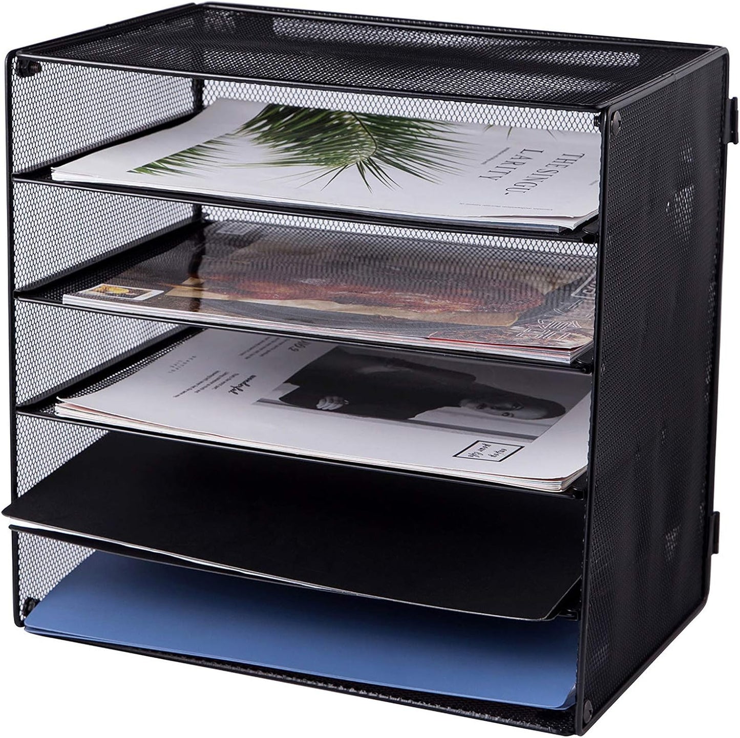 EASEPRES 3 Tier Mesh Desk Organizer Tray, File Paper Letter Folder Holder Desktop Paper Sorter Mail Organization Rack Storage Accessories, for Office Home School Classroom, Black