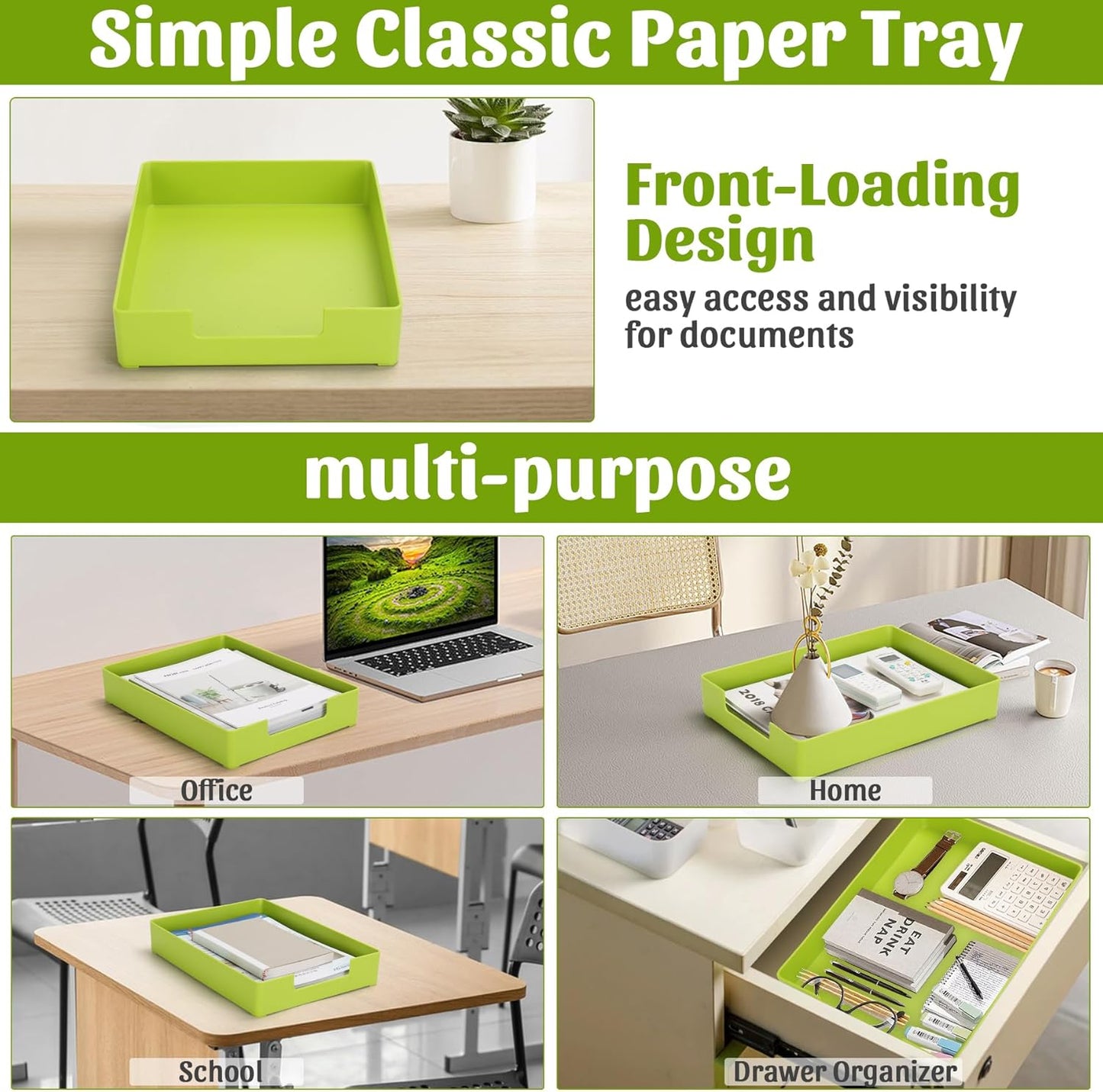 Letter-Size Tray Desk Letter Tray Paper Tray, Sturdy Heavy-Duty Plastic Printer Paper Tray, Single-Tier Stackable File Storage Organizer for Office Home (Clear)