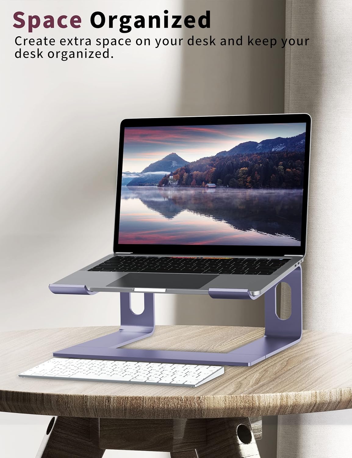 ALASHI Laptop Stand for Desk, Aluminum Computer Riser, Ergonomic Notebook Holder, Detachable Metal Laptops Elevator, PC Cooling Mount Support 10 to 15.6 Inches Notebook, Black