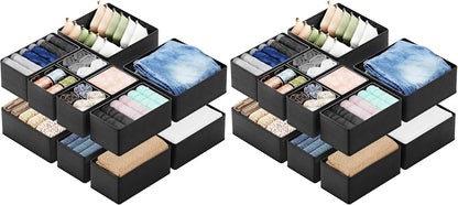 SpaceAid Drawer Organizer for Clothes, 18 Pack Dresser Drawer Organizer Bins, Closet Organizers and Storage Dividers for Clothing, Underwears, Socks (Beige)