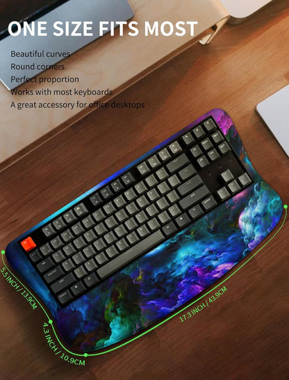 Ergonomic Wave Wrist Rest with Keyboard Stand, Cushioned Palm Rest, Comfortable Integrated Memory Foam for Natural Typing and Relieve Wrist Pain, Dark Night Black