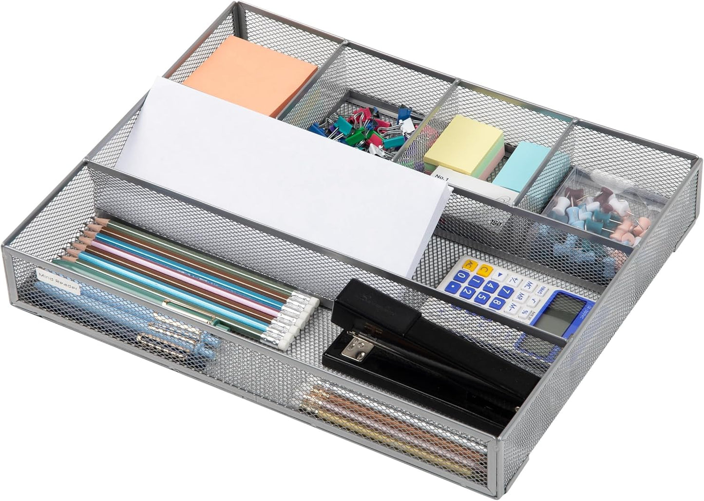 Mind Reader Expandable Mesh Desk Drawer Organizer, Adjustable from 9.25" to 17.125", Office Supply Storage Tray, Makeup Organizer, Black