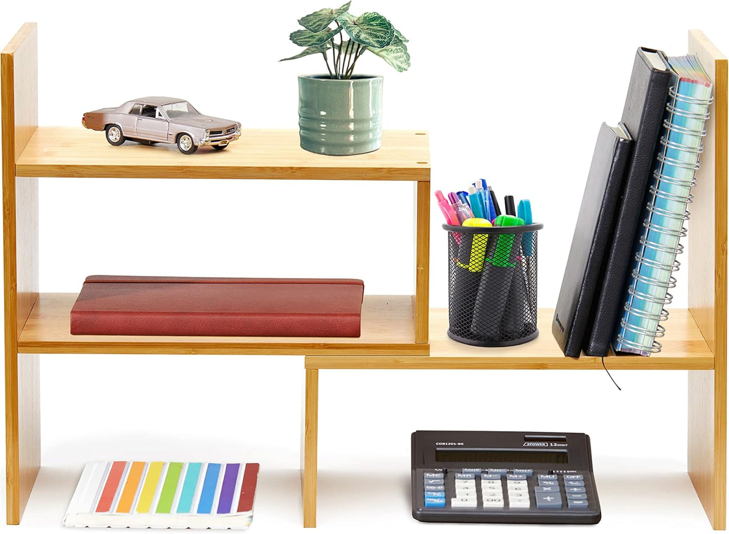 RoyalHouse Natural Bamboo Desktop Organizer, Attractive Design, Stand Shelf for Books, Accessories and More, Home D?cor, Ideal Gift for Family & Friends
