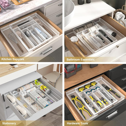 Sedegn Silverware Organizer Metal Mesh, Small Drawer Organizer, Utensil Cutlery Tray for kitchen drawers, Flatware Organizer with 5 Compartment, Black(9.3"*12.6")