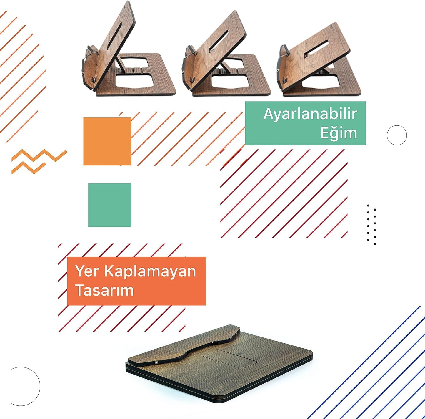 Vigo Wood Book Stand, Book Holder, Reading Stand, Cookbook Holder, Recipe Book Stand, Wooden Book Stands for Reading, Cookbook Stand for Kitchen, Book Holder for Reading in Bed (Walnut)