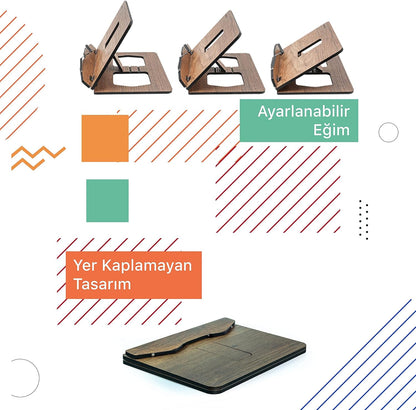 Vigo Wood Book Stand, Book Holder, Reading Stand, Cookbook Holder, Recipe Book Stand, Wooden Book Stands for Reading, Cookbook Stand for Kitchen, Book Holder for Reading in Bed (Walnut)