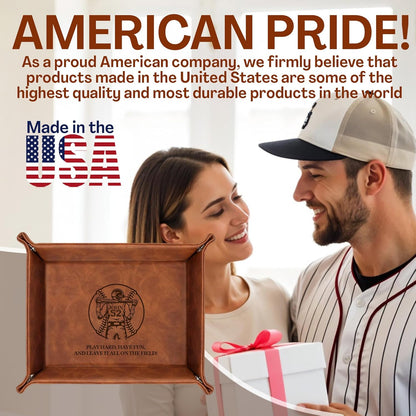 Personalized Engraved Leather Tray for Men with Engraved Name, PU Leather Valet Organizer for Dad, Custom Gift for Him, Custom Catchall Tray for Desk, Office, Accessories Travel Organizer for Men