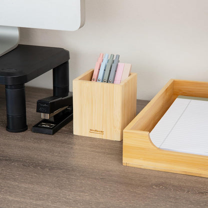 Mind Reader Vertical File Storage, Desktop Organizer, Magazine Holder, Office, Bamboo, 6"L x 11"W x 10"H, Brown