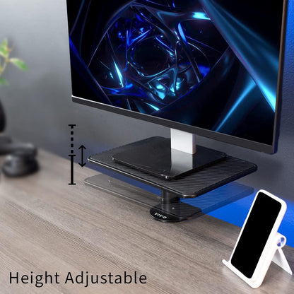 VIVO Clamp-On Universal Height Adjustable Ergonomic Computer Monitor and Laptop Riser, Tabletop Desk Stand, C-Clamp Design, Black, STAND-V000SCB