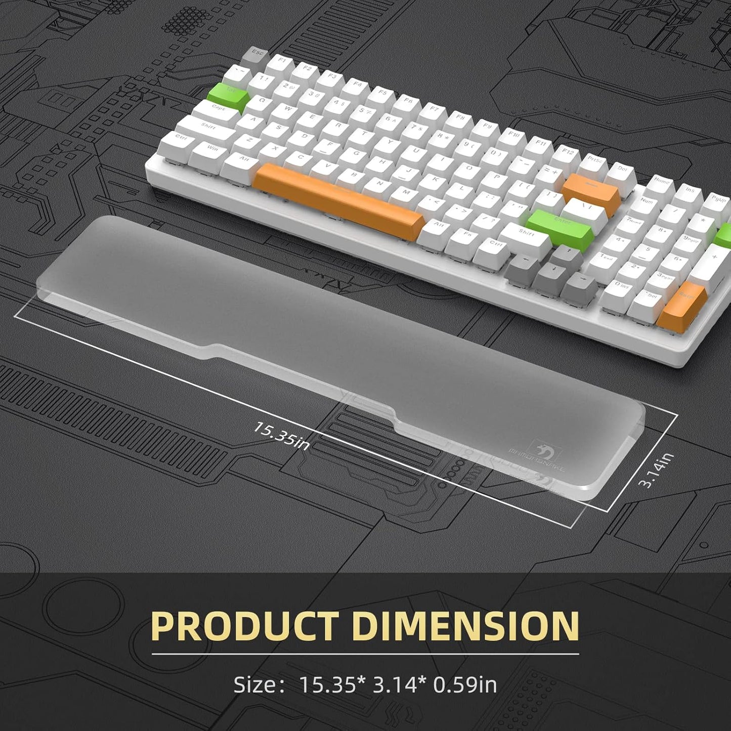 SELORSS Acrylic Keyboard Wrist Rest 98-Key Mechanical Keyboards Ergonomic Palm Rest for Computer Keyboard,Anti-Slip Base,Wrist Pad for Laptop,Office & Home-Easy Typing