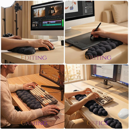 Cloud Wrist Rest Set for Keyboard and Mouse, Includes Cute Coaster, with Computers and Laptops（Purple Star Set）