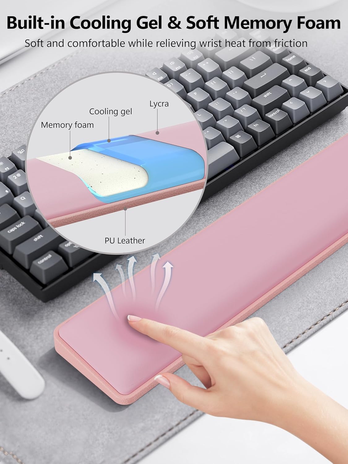 TopMade Upgraded Wider Wrist Rest Set, Soft Memory Foam Keyboard Hand Rest Pad, Computer Ergonomic Keyboard Mouse Wrist Support for Typing Pain Relief, Comfort for Office, Gaming, Study, Black