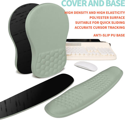 2-in-1 Ergonomic Set, Wave Rise Keyboard Wrist Rest and Massage Bulge Slope Mouse Pad Wrist Support, Cushion Memory Foam Integrated to Relieve Wrist Pain, Black