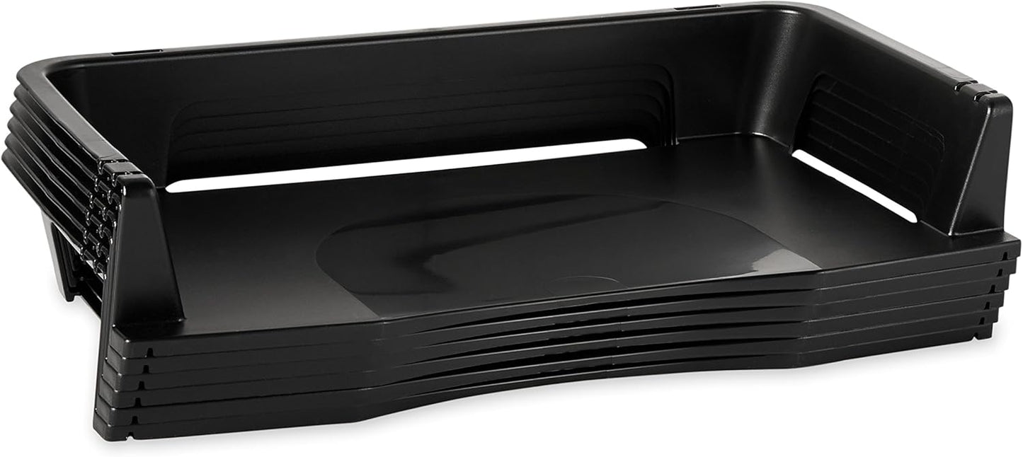 Rubbermaid Regeneration Letter Tray, Six Tier, Plastic, Black (86028)