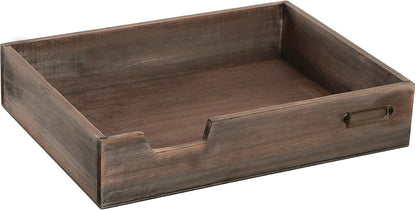 MyGift Distressed Brown Vintage Wood Paper Tray, Office Desktop Document, File Folder, Magazine Holder Tray