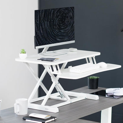 VIVO 26 inch Desk Converter, K Series, Height Adjustable Sit to Stand Riser, Dual Monitor and Laptop Workstation with Keyboard Tray, Black, DESK-V026KB