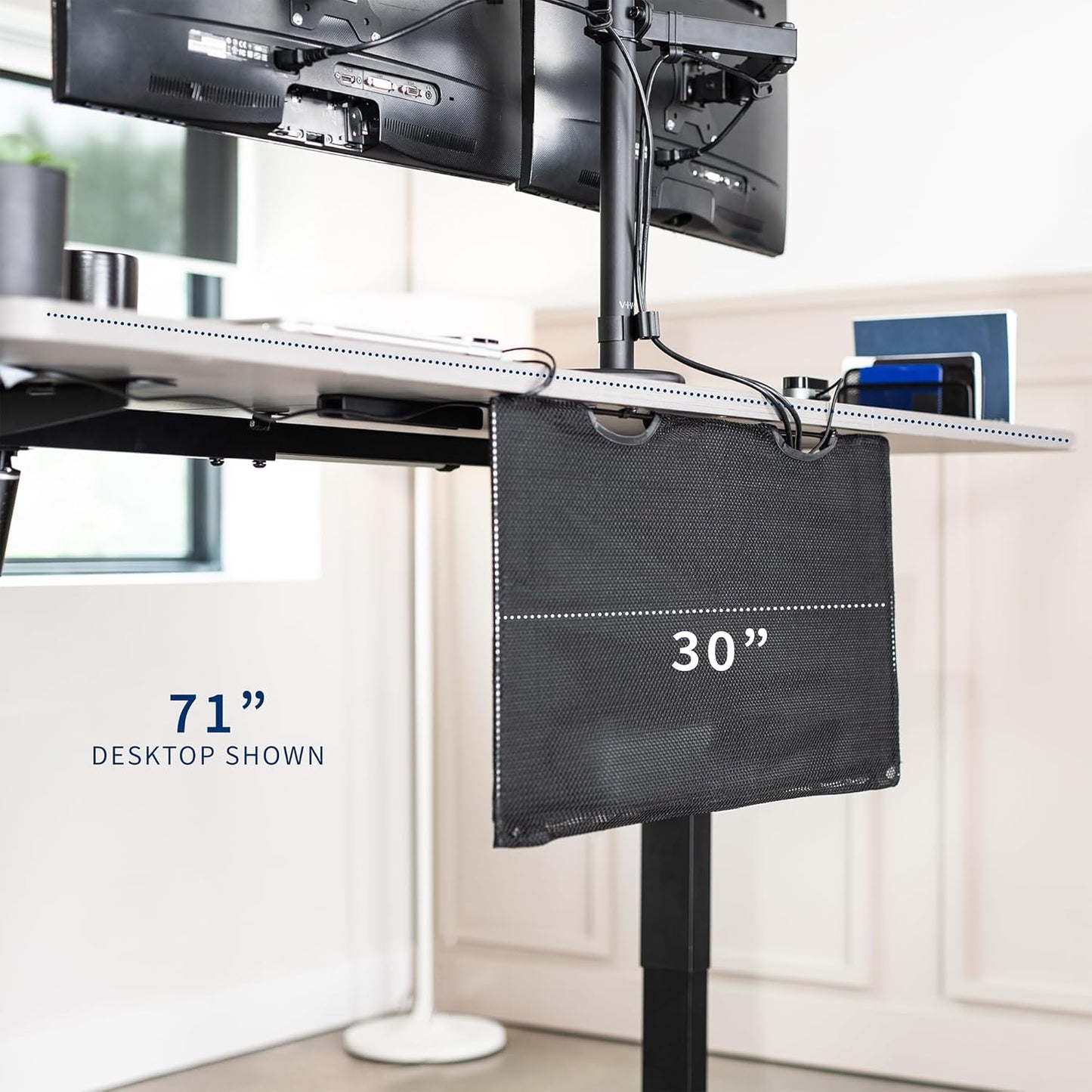VIVO 60 inch Under Desk Privacy and Cable Management Organizer Sleeve, Wire Hider Kit Panel System, Black, DESK-SKIRT-60