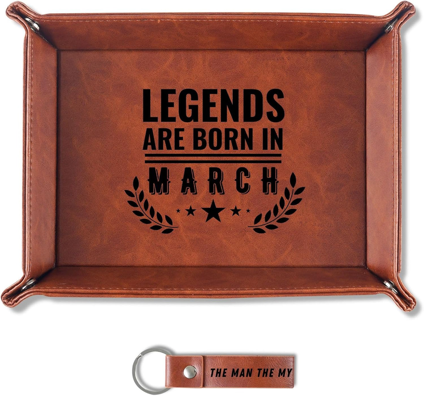 INNObeta Birthday Gifts for Men, Happy Birthday Valet Tray for Him, Male, Boyfriend, Son, Husband, Dad, Desktop Organizer PU Leather Tray - Legends are Born in September