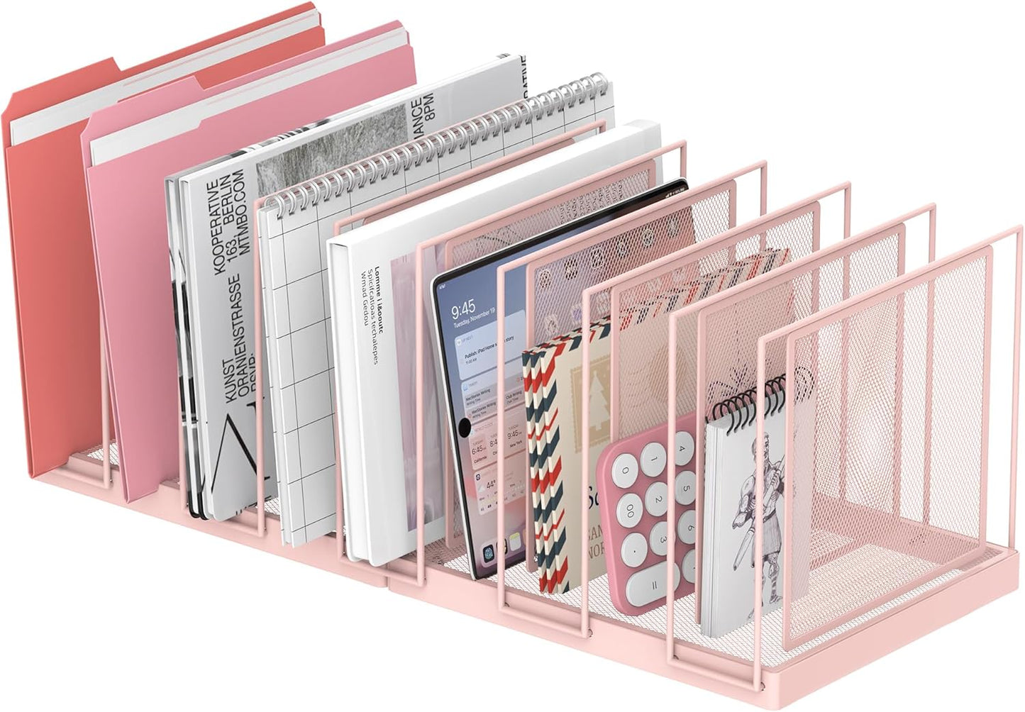 File Organizer for Desk, 5-Section Vertical File Sorter, Paper Holder Organizer Standing Metal File Folder for Office Home Classroom, Black
